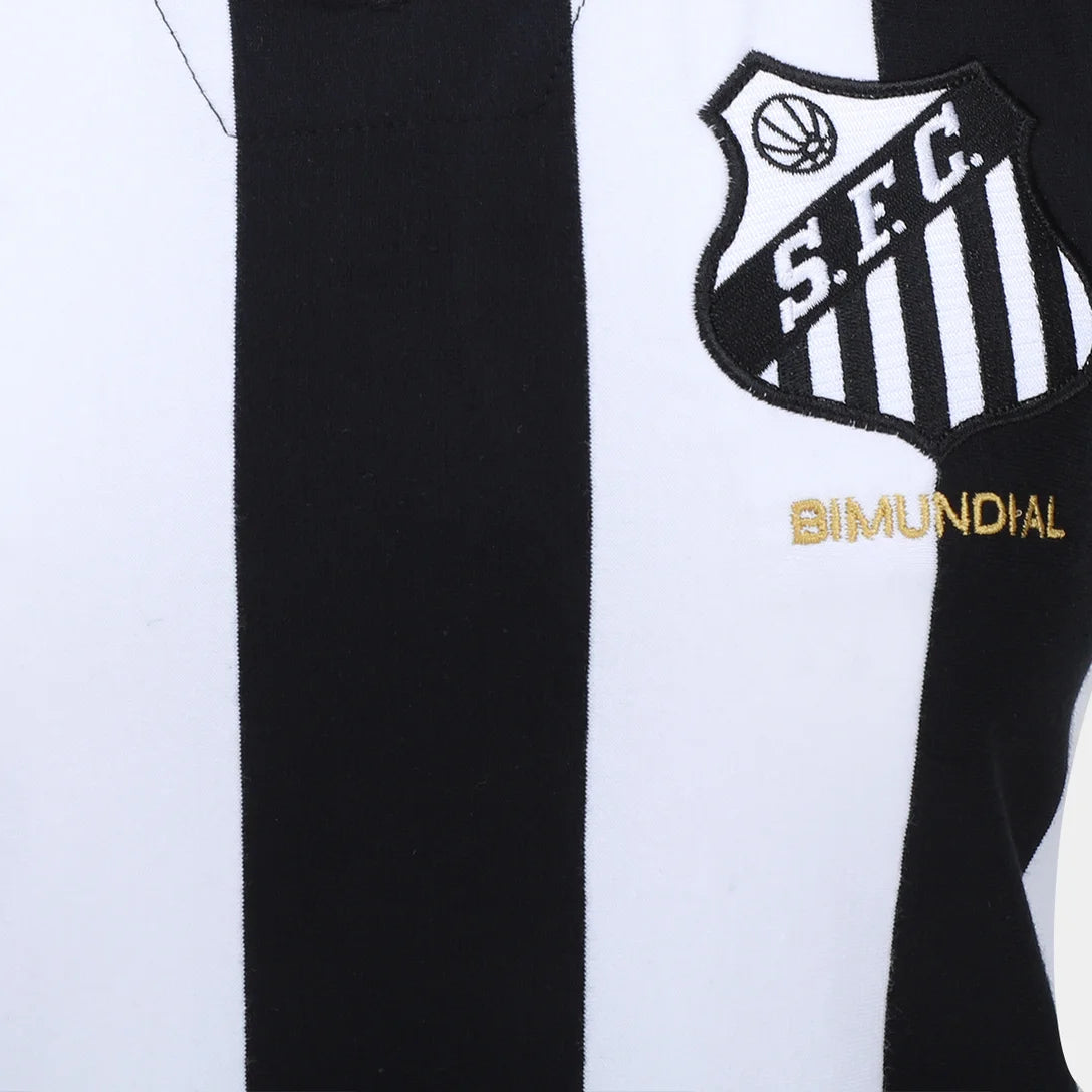 Camisa Santos 1963 Listrada Retrômania Feminina - Preto+Branco